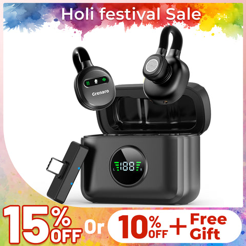 【New In】GRENARO Lavalier Wireless Mic for YouTube with 3-Level Noise Reduction,Mic for YouTube Wireless with 52H Charging Case for Android/iOS, Hidden Design Suitable for Facebook, Live Streaming, Vlogging