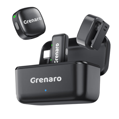 [2026 New In] P13 Wireless Mic For YouTuber With 40H Charging Case, One - Tap Noise Reduction,, Reverberation Function, One - button Mute, Dual Microphones, Digital Display Function - Grenaro