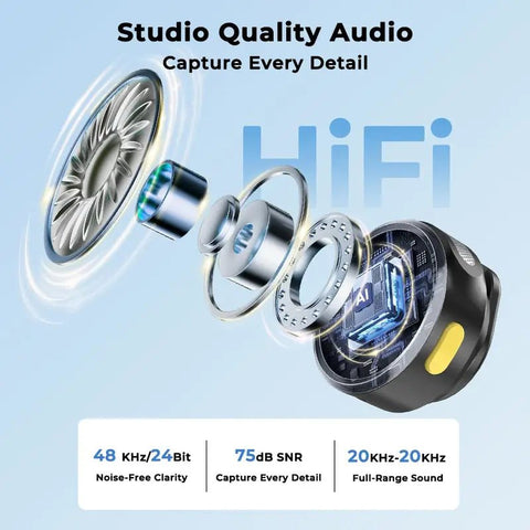 [2026 New In]Mini J11 StyleA & StyleB Wireless Mic For YouTuber With 40H Charging Case, 3 - Level Noise Reduction(Pro)/One - Tap Noise Reduction(Basic), Reverberation Function, Dual Microphones, Digital Display Function - Grenaro