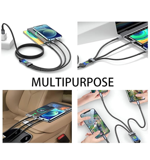 【Free Gift with Online Payment】Grenaro Universal 3-in-1 Data Cable (100W Fast Charging, LED Light).Free Gift with Pre-Payment & Coupon! (COD: Pay Full Price)