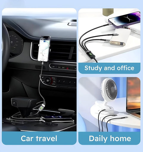 【Free Gift with Online Payment】Grenaro Universal 3 - in - 1 Data Cable (100W Fast Charging, LED Light).Free Gift with Pre - Payment & Coupon! (COD: Pay Full Price) - Grenaro