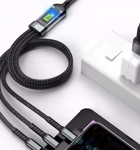 【Free Gift with Online Payment】Grenaro Universal 3 - in - 1 Data Cable (100W Fast Charging, LED Light).Free Gift with Pre - Payment & Coupon! (COD: Pay Full Price) - Grenaro