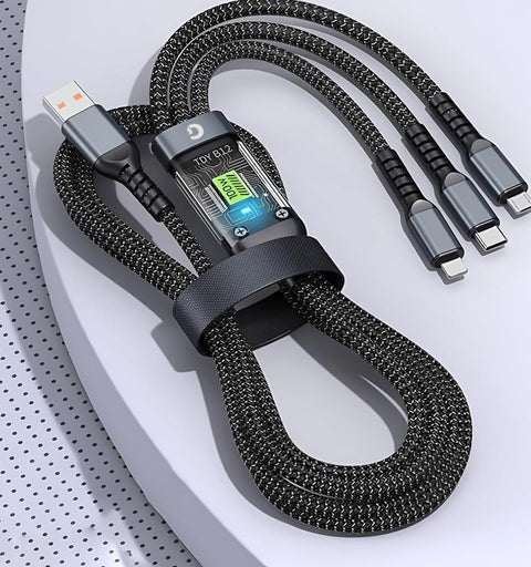 【Free Gift with Online Payment】Grenaro Universal 3 - in - 1 Data Cable (100W Fast Charging, LED Light).Free Gift with Pre - Payment & Coupon! (COD: Pay Full Price) - Grenaro