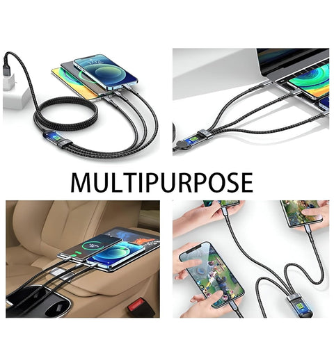 【Free Gift with Online Payment】Grenaro Universal 3 - in - 1 Data Cable (100W Fast Charging, LED Light).Free Gift with Pre - Payment & Coupon! (COD: Pay Full Price) - Grenaro