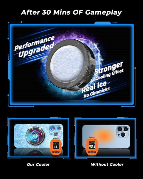 GRENARO Magnetic Phone Cooler for Gaming, Smart AI/L1/L2 Mode for Temperature Control, 10W Freeze Cooling, Cooling Fan for Mobile with Enhanced Refrigeration Chip, Perfect for Long Gaming Session - Grenaro
