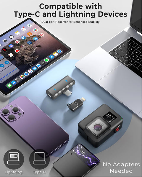 Grenaro P10 Wireless Mic For YouTuber With 40H Charging Case, 3 - Level Noise Reduction Mode, Reverberation Function, One - button Mute, Dual Microphones, Digital Display Function - Grenaro