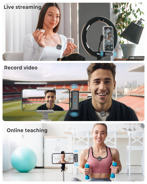 Grenaro P10 Wireless Mic For YouTuber With 40H Charging Case, 3 - Level Noise Reduction Mode, Reverberation Function, One - button Mute, Dual Microphones, Digital Display Function - Grenaro