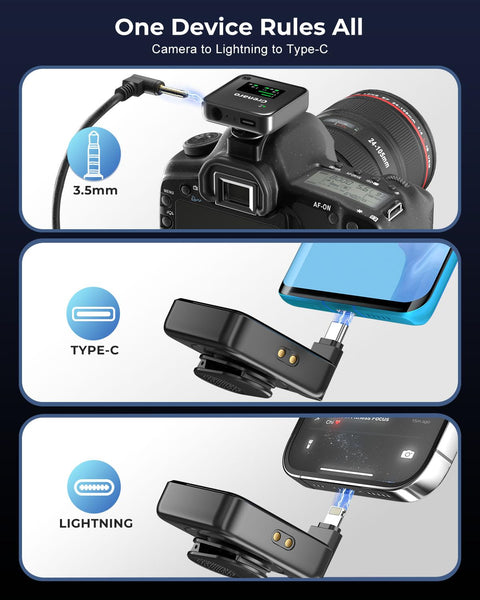 GRENARO P12 Wireless Mic for Youtubers, Noise - Cancelling Mic for YouTube Content Creation, Plug & Play Wireless Microphone Compatible with Cameras/Smartphones (Performance Version) - Grenaro