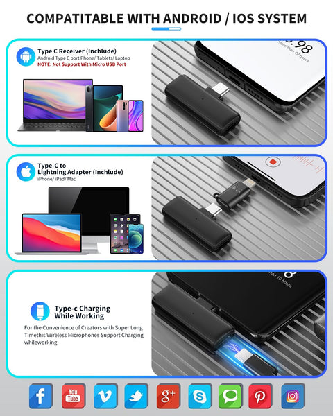 Grenaro S13 Wireless Mic For YouTuber With Charging Case, 3 - level Noise Reduction, Reverberation Function, One - button Mute, Digital Display Function - Grenaro