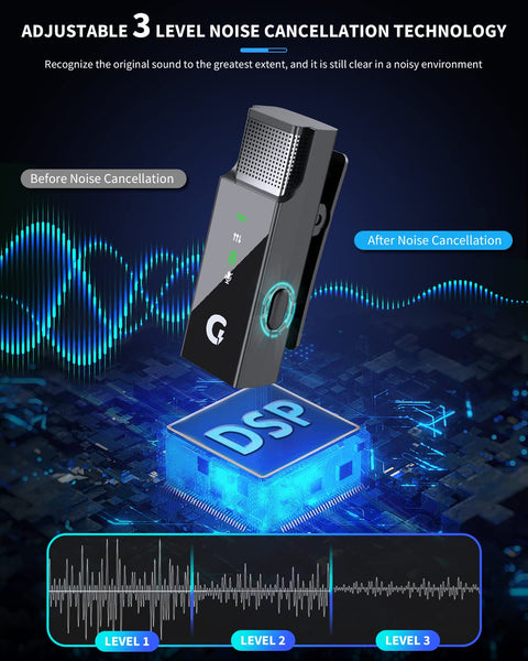 Grenaro S13 Wireless Mic For YouTuber With Charging Case, 3 - level Noise Reduction, Reverberation Function, One - button Mute, Digital Display Function - Grenaro